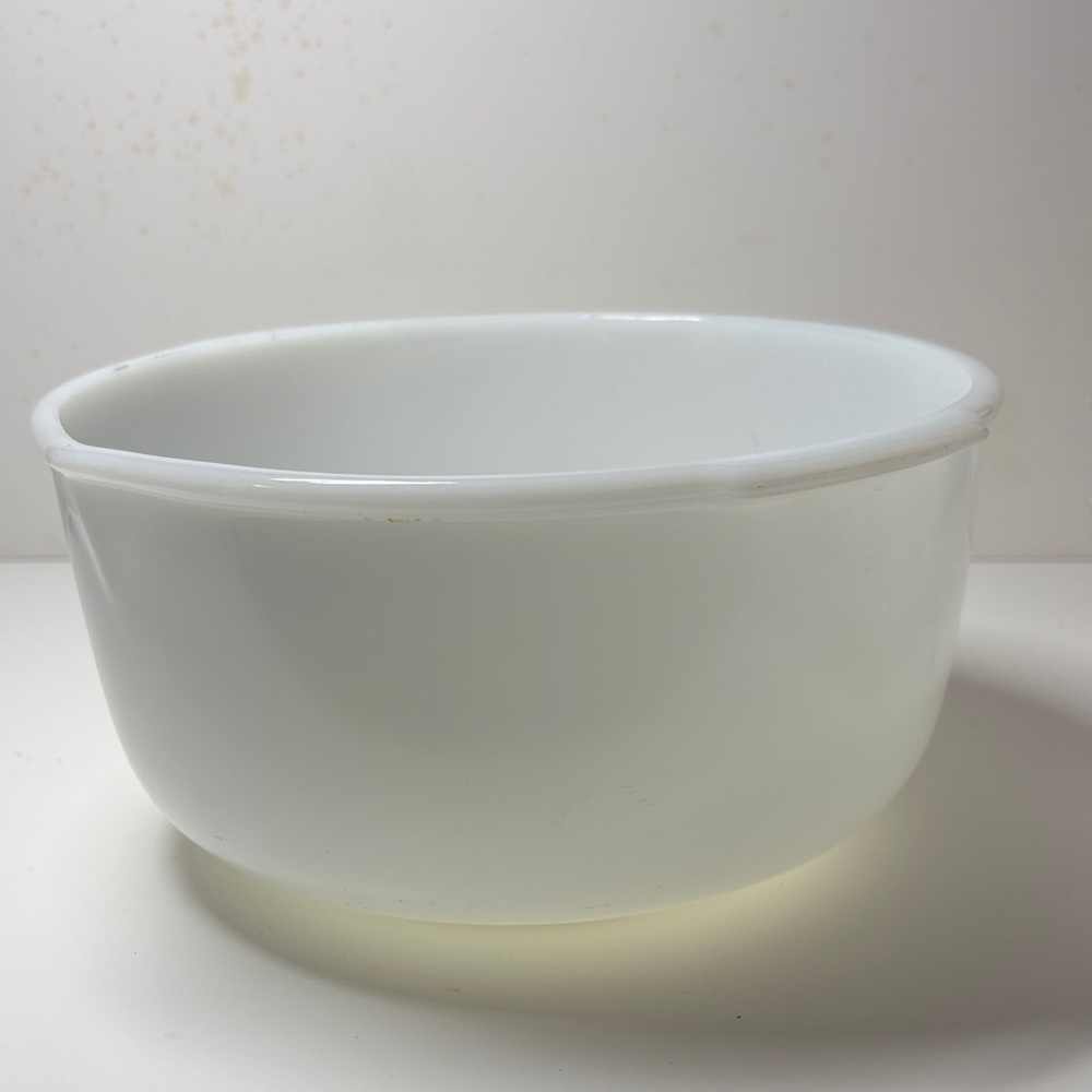 Vintage Fire King 9” White Mixing Bowl with Pour Spout for Sunbeam